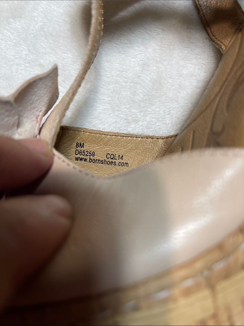 Born Nude Floral Cork Wedge Sandals Size 8 - Picture 6 of 6